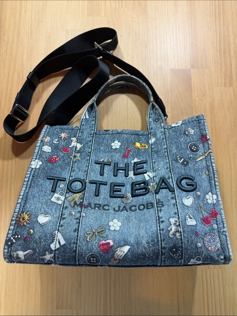 Marc Jacobs Denim Tote with Playful Novelty Patch Print